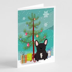 Merry Christmas Tree French Bulldog Brindle Greeting Cards Pack of 8 Blank Cards with Envelopes Whimsical A7 Size 5x7