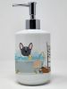 Black White French Bulldog in Bathtub Ceramic Soap Dispenser Hand Soap Dispenser Pump Bottles for Bathroom Kitchen