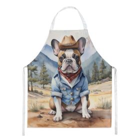 French Bulldog Cowboy Welcome Apron Cooking Kitchen Server Baking Crafts Gardening for Adult Women Men, Unisex, Large, Multicolor