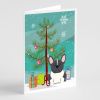 Merry Christmas Tree French Bulldog Black White Greeting Cards Pack of 8 Blank Cards with Envelopes Whimsical A7 Size 5x7