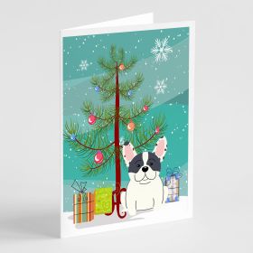 Merry Christmas Tree French Bulldog Piebald Greeting Cards Pack of 8 Blank Cards with Envelopes Whimsical A7 Size 5x7