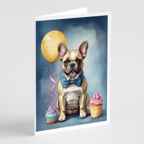 French Bulldog Happy Birthday Greeting Cards Pack of 8 Blank Cards with Envelopes Whimsical A7 Size 5x7 Blank Note Cards