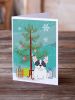 Merry Christmas Tree French Bulldog Piebald Greeting Cards Pack of 8 Blank Cards with Envelopes Whimsical A7 Size 5x7