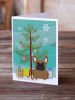 Merry Christmas Tree French Bulldog Brown Greeting Cards Pack of 8 Blank Cards with Envelopes Whimsical A7 Size 5x7