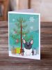 Merry Christmas Tree French Bulldog Black White Greeting Cards Pack of 8 Blank Cards with Envelopes Whimsical A7 Size 5x7