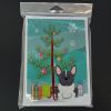 Merry Christmas Tree French Bulldog Black White Greeting Cards Pack of 8 Blank Cards with Envelopes Whimsical A7 Size 5x7