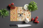 Fawn French Bulldog Heirloom Fall Glass Cutting Board Decorative Tempered Glass Kitchen Cutting and Serving Board Large Size Chopping Board