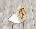 Fawn French Bulldog and Flowers Compact Mirror Decorative Travel Makeup Mirror for Women Girls Gifts Pocket Makeup Mirror Folding Handheld