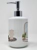 Cream French Bulldog in Bathtub Ceramic Soap Dispenser Hand Soap Dispenser Pump Bottles for Bathroom Kitchen, Empty Refillable Liquid Soap Container