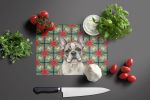 Pied French Bulldog Christmas PoinsettIas Glass Cutting Board Decorative Tempered Glass Kitchen Cutting and Serving Board Large Size Chopping Board