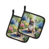 French Bulldog Spring Path Pair of Pot Holders Kitchen Heat Resistant Pot Holders Sets Oven Hot Pads for Cooking Baking BBQ, 7 1/2 x 7 1/2