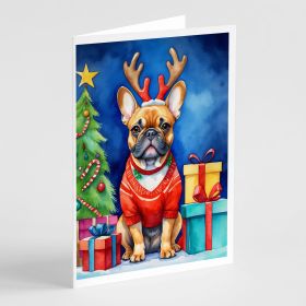 French Bulldog Christmas Reindeer Greeting Cards Pack of 8 Blank Cards with Envelopes Whimsical A7 Size 5x7 Blank Note Cards (Default: Default)