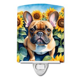 NEW French Bulldog in Sunflowers Ceramic Night Light Compact, UL-Certified, Ideal for Bedroom, Bathroom, Nursery, Hallway, Kitchen, 6x4x3, Multicolor (Default: Default)