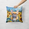 French Bulldog in Sunflowers Throw Pillow Machine Washable, Indoor Outdoor Decorative Pillow for Couch, Bed or Patio, 18Hx18W