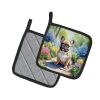 French Bulldog Spring Path Pair of Pot Holders Kitchen Heat Resistant Pot Holders Sets Oven Hot Pads for Cooking Baking BBQ, 7 1/2 x 7 1/2