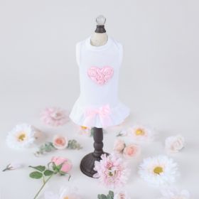 Puff Heart Dog Dress (Color: Pink, size: XXS)