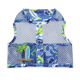 Surfboard Blue and Green Cool Mesh Dog Harness with Matching Leash (Option: Medium)
